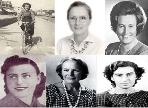 Da in alto a sinistra Vera Vassalle, Paola Del Din, Tina Anselmi, Iris Versari, Nilde Iotti e Teresa Mattei
